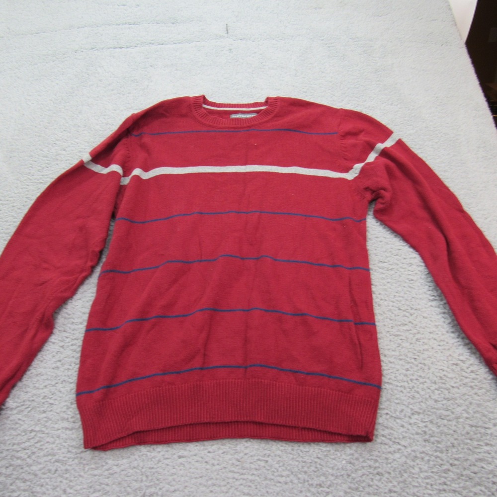Saddlebred Mens Red Striped Crew Neck‎ Cotton Sweater - Size M